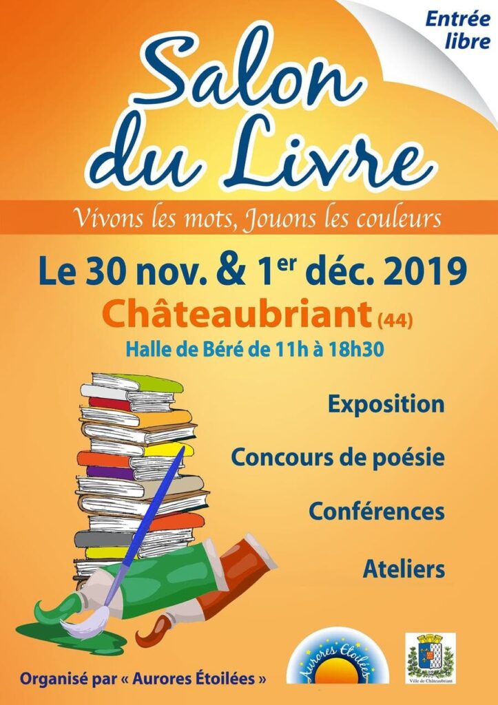 Affiche du salon du livre de Châteaubriant les 30.11.2019 & 01.12.2019