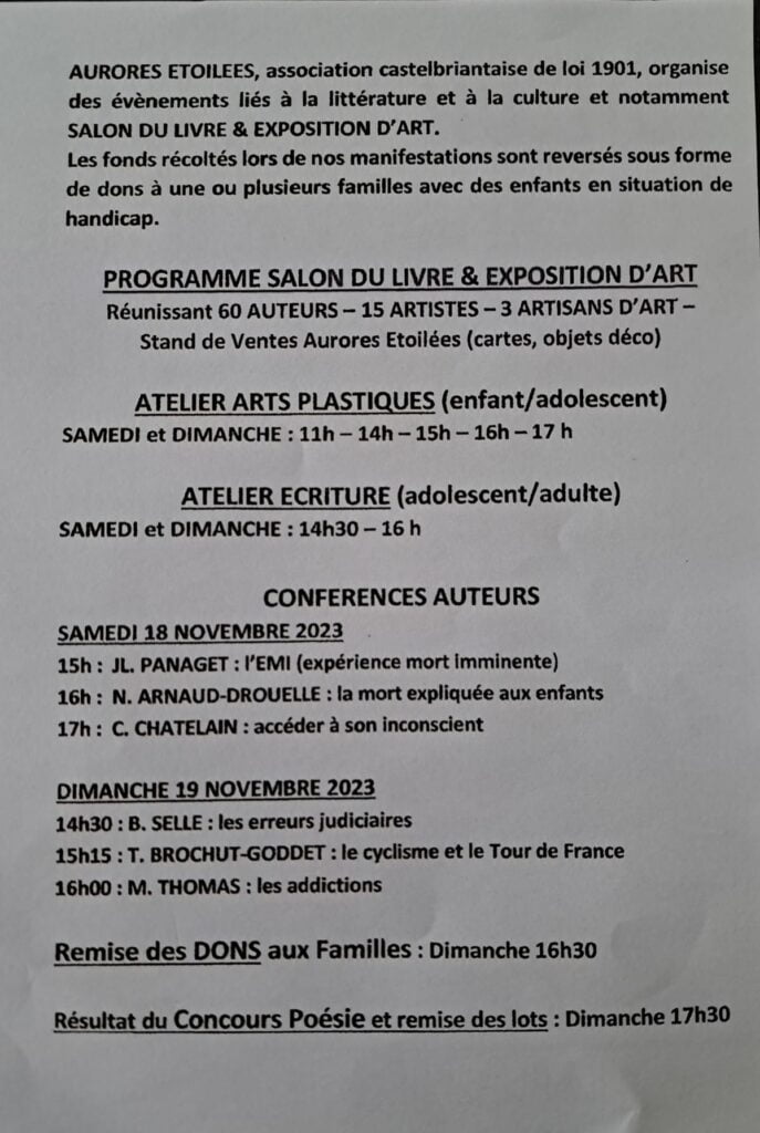 Programme Salon Châteaubriant 2023